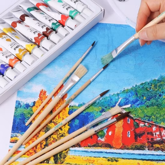 12PCS Bristle Hair Artist Brush & High Quality Paint Brushes