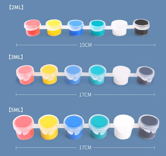 2ml 3ml 5ml 12ml 6 /8 /12/ 24 Color Tira no tóxica Pot Juego de botes de pintura acrílica profesional