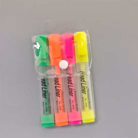 Venta al por mayor Papelería escolar y de oficina Resaltador de 4 colores con delineador de cabeza