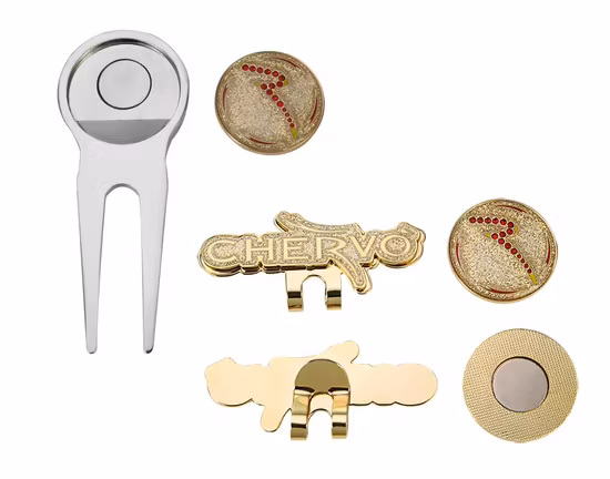 Golf Metal Chip rojo Moneda Imán Esmalte Personalizado Marcador de posición de bola mecanizado